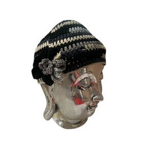 NWT Angela’s Designs hand crocheted one of a kind grey & black variegated hat